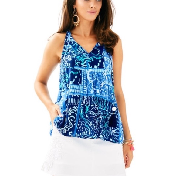 Lilly Pulitzer Tops - Lilly Pulitzer Avery Top In Deep Indago